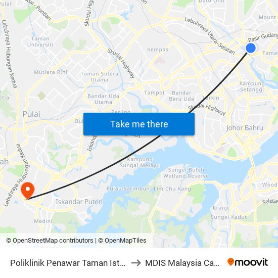 Poliklinik Penawar Taman Istimewa to MDIS Malaysia Campus map