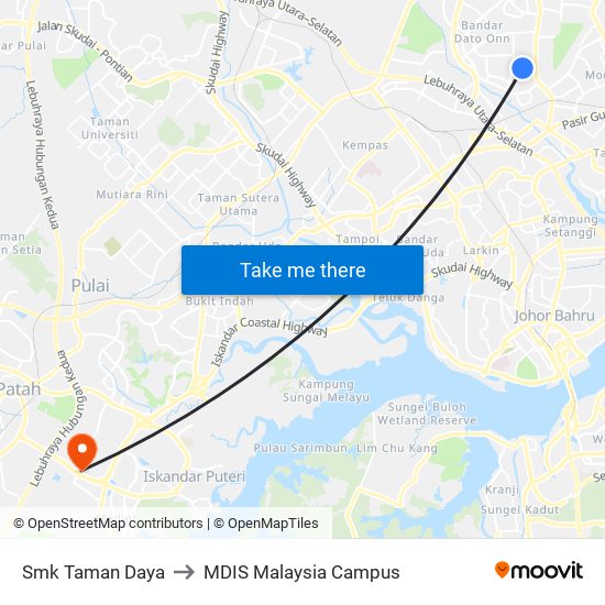 Smk Taman Daya to MDIS Malaysia Campus map