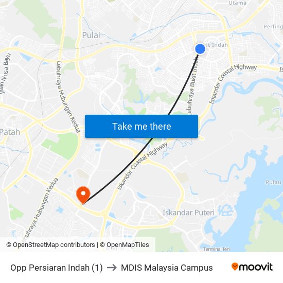 Aeon Bukit Indah to MDIS Malaysia Campus map