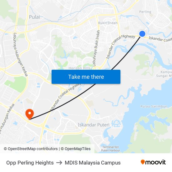Opp Perling Heights to MDIS Malaysia Campus map
