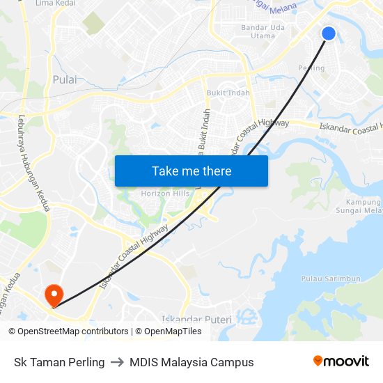 Sk Taman Perling to MDIS Malaysia Campus map