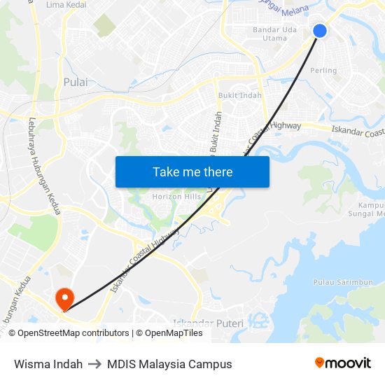 Wisma Indah to MDIS Malaysia Campus map