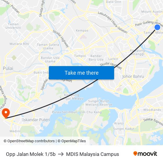 Opp Jalan Molek 1/5b to MDIS Malaysia Campus map