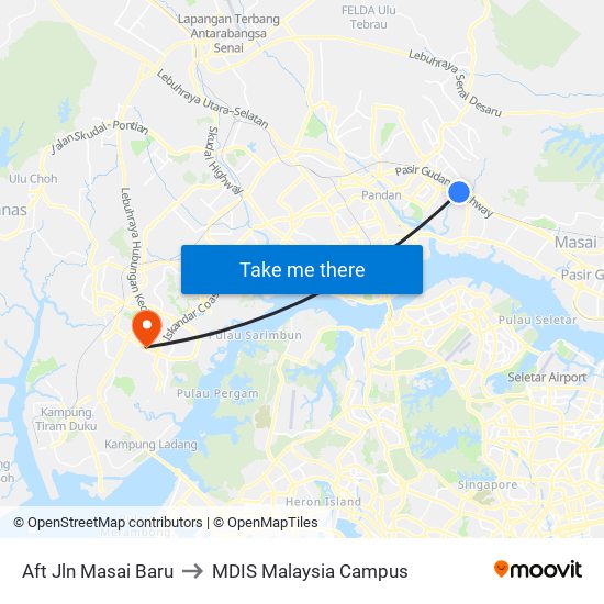 Aft Jln Masai Baru to MDIS Malaysia Campus map