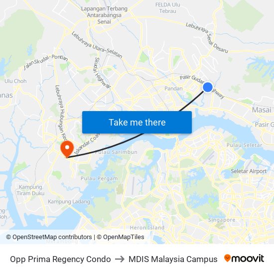 Opp Prima Regency Condo to MDIS Malaysia Campus map
