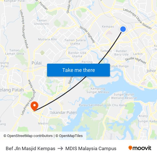 Bef Jln Masjid Kempas to MDIS Malaysia Campus map