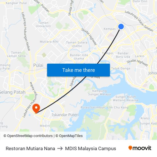 Restoran Mutiara Nana to MDIS Malaysia Campus map