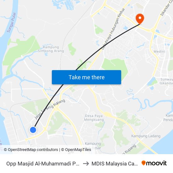 Opp Masjid Al-Muhammadi Pekajang to MDIS Malaysia Campus map
