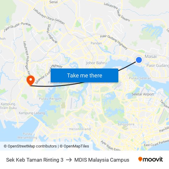 Sk Taman Rinting 3 to MDIS Malaysia Campus map
