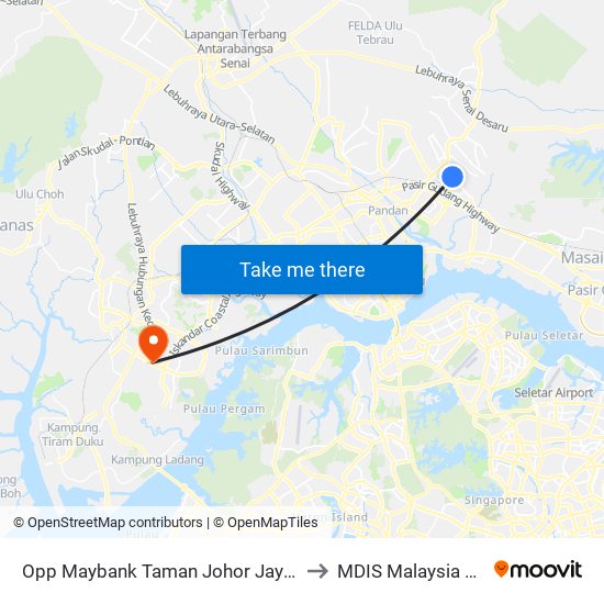 Opp Maybank Taman Johor Jaya (0003080) to MDIS Malaysia Campus map