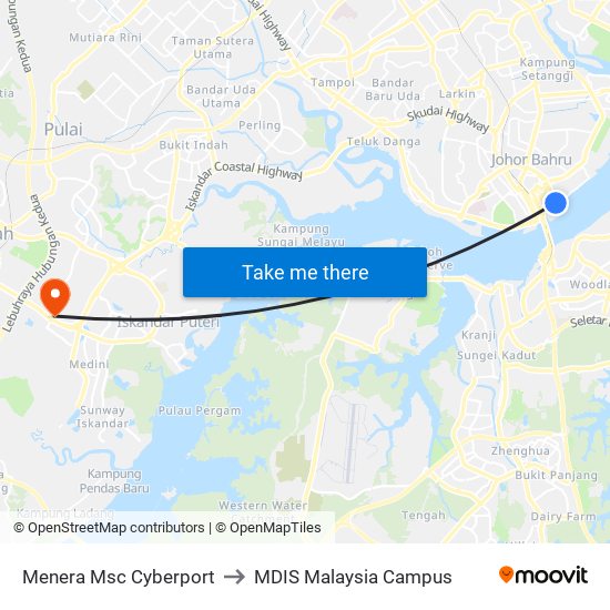 Menera Msc Cyberport to MDIS Malaysia Campus map