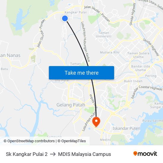 Sk Kangkar Pulai 2 to MDIS Malaysia Campus map