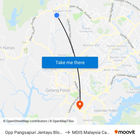 Opp Pangsapuri Jentayu Block B1 to MDIS Malaysia Campus map