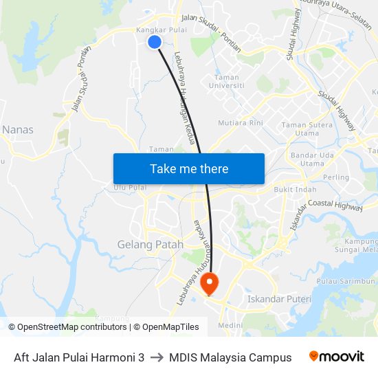 Aft Jalan Pulai Harmoni 3 to MDIS Malaysia Campus map