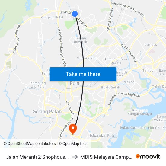 Taman Seri Pulai to MDIS Malaysia Campus map