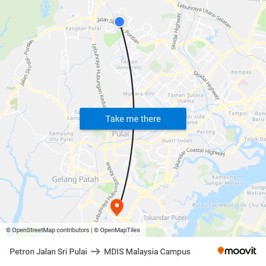 Petron Jalan Sri Pulai to MDIS Malaysia Campus map