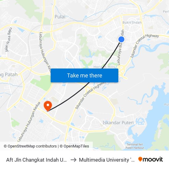 Aft Jalan Changkat Indah Utama to Multimedia University 'Johor Campus' map