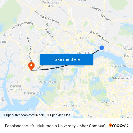 Renaissance to Multimedia University 'Johor Campus' map