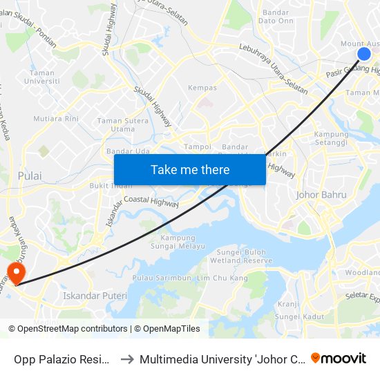 Opp Palazio Residence to Multimedia University 'Johor Campus' map