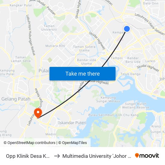Opp Klinik Desa Kempas to Multimedia University 'Johor Campus' map