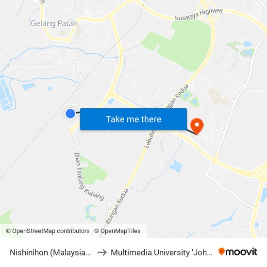 Nishinihon (Malaysia) Sdn Bhd to Multimedia University 'Johor Campus' map