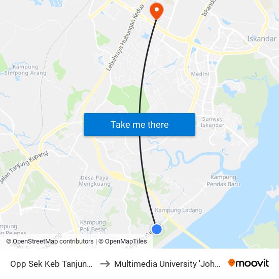 Opp Sek Keb Tanjung Kupang to Multimedia University 'Johor Campus' map