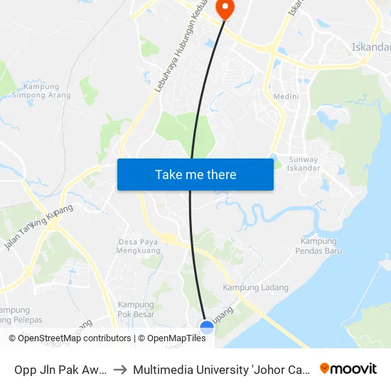 Opp Jln Pak Awang to Multimedia University 'Johor Campus' map