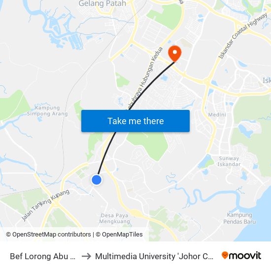 Bef Lorong Abu Talib to Multimedia University 'Johor Campus' map