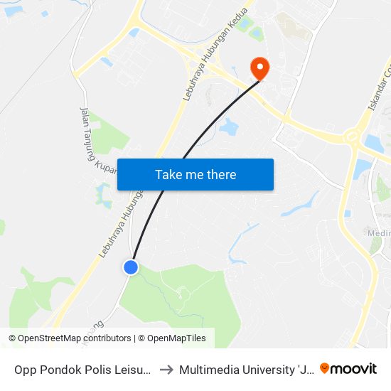 Opp Pondok Polis Leisure Farm Resort to Multimedia University 'Johor Campus' map