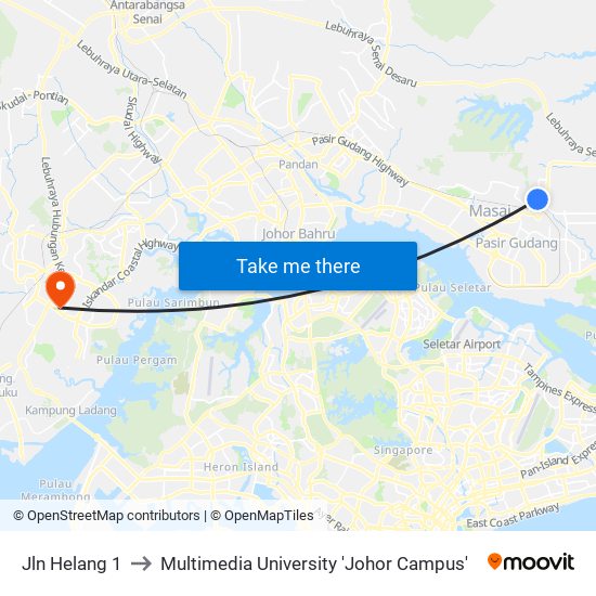 Jln Helang 1 to Multimedia University 'Johor Campus' map