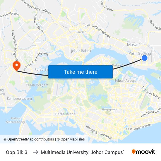 Opp Blk 31 to Multimedia University 'Johor Campus' map