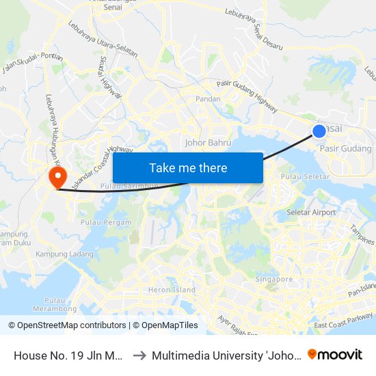 House No. 19 Jln Meranti 12 to Multimedia University 'Johor Campus' map