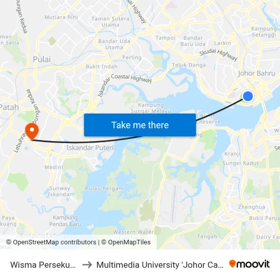 Wisma Persekutuan to Multimedia University 'Johor Campus' map