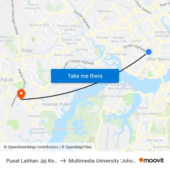 Pusat Latihan Jpj Kebun Teh to Multimedia University 'Johor Campus' map