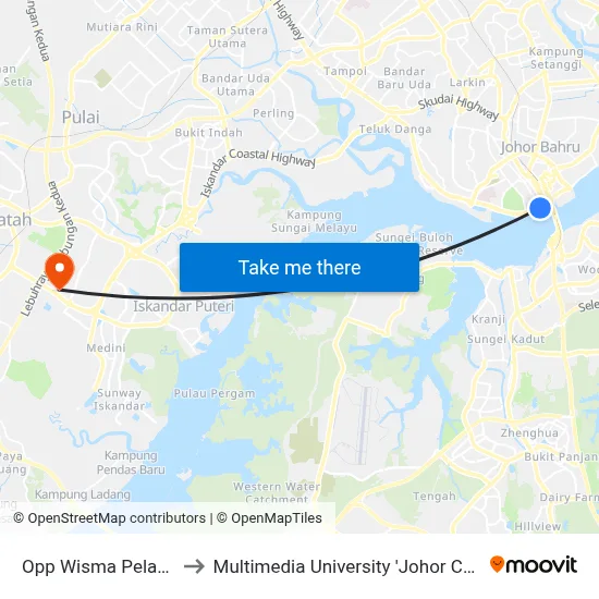 Opp Wisma Peladang to Multimedia University 'Johor Campus' map