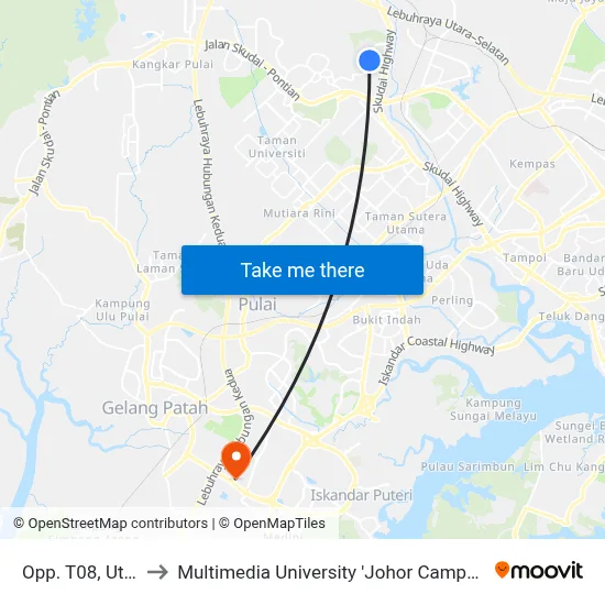 Opp. T08, Utm to Multimedia University 'Johor Campus' map