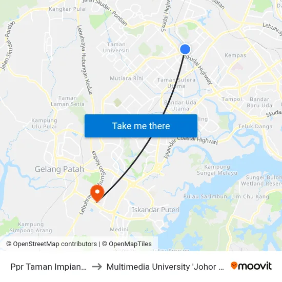 Ppr Taman Impian Emas to Multimedia University 'Johor Campus' map