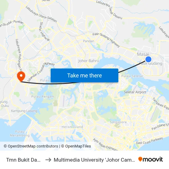 Tmn Bukit Dahlia to Multimedia University 'Johor Campus' map