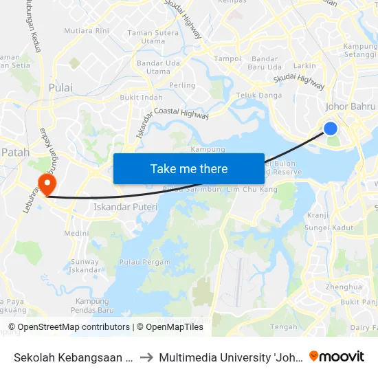 Sekolah Kebangsaan Ij Convent to Multimedia University 'Johor Campus' map
