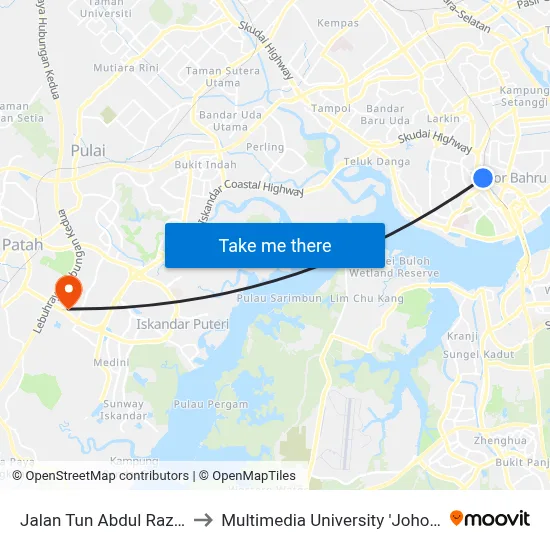 Jalan Tun Abdul Razak 2378 to Multimedia University 'Johor Campus' map