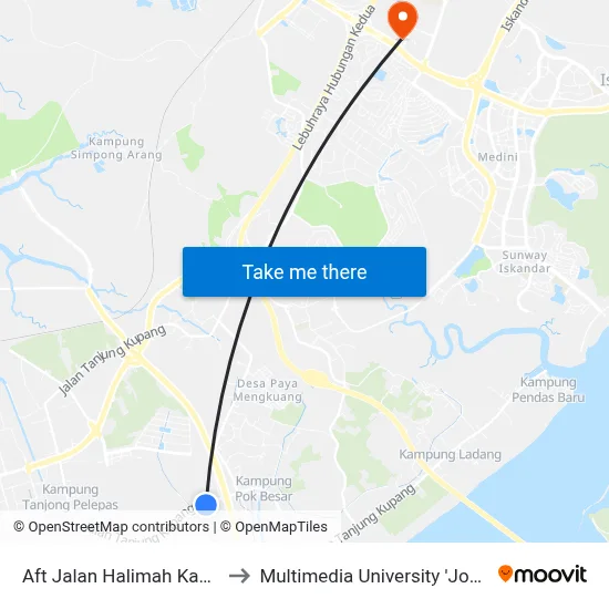 Aft Jalan Halimah Kampung Pok to Multimedia University 'Johor Campus' map