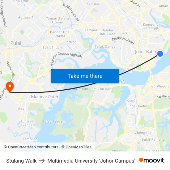 Stulang Walk to Multimedia University 'Johor Campus' map