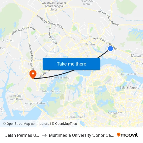 Jalan Permas Utara to Multimedia University 'Johor Campus' map