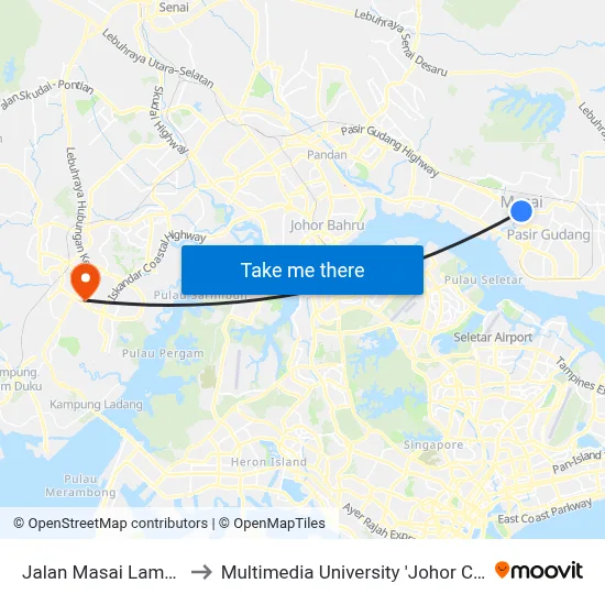 Jalan Masai Lama 103 to Multimedia University 'Johor Campus' map