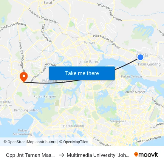 Opp Jnt Taman Masai Utama to Multimedia University 'Johor Campus' map