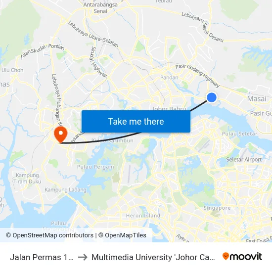 Jalan Permas 15/1 to Multimedia University 'Johor Campus' map