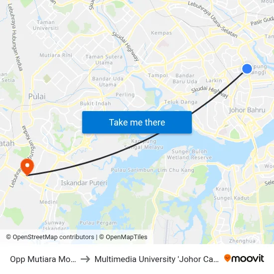 Opp Mutiara Motors to Multimedia University 'Johor Campus' map
