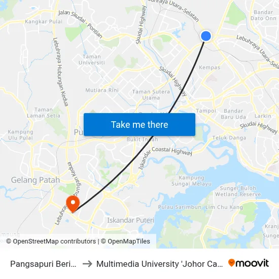 Pangsapuri Beringin to Multimedia University 'Johor Campus' map