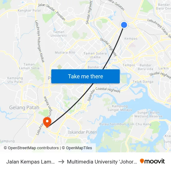 Jalan Kempas Lama (Opp) to Multimedia University 'Johor Campus' map