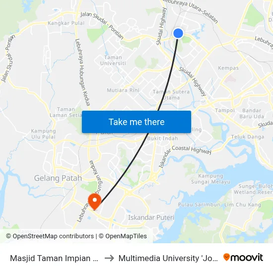 Masjid Taman Impian Emas (Opp) to Multimedia University 'Johor Campus' map